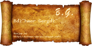 Böhmer Gergő névjegykártya